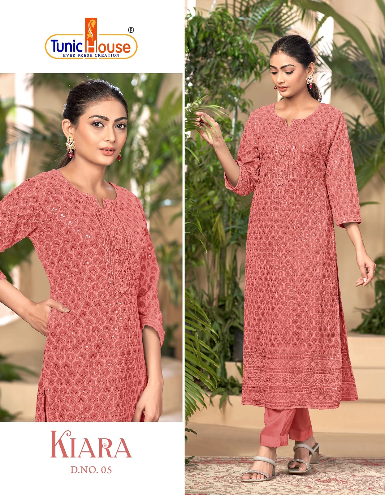 Tunic House Kiara Georgette Wholesale Chikankari Kurtis Catalog — Wholesale Kurtis, MPA wholesale from Surat - Gallery Image 4
